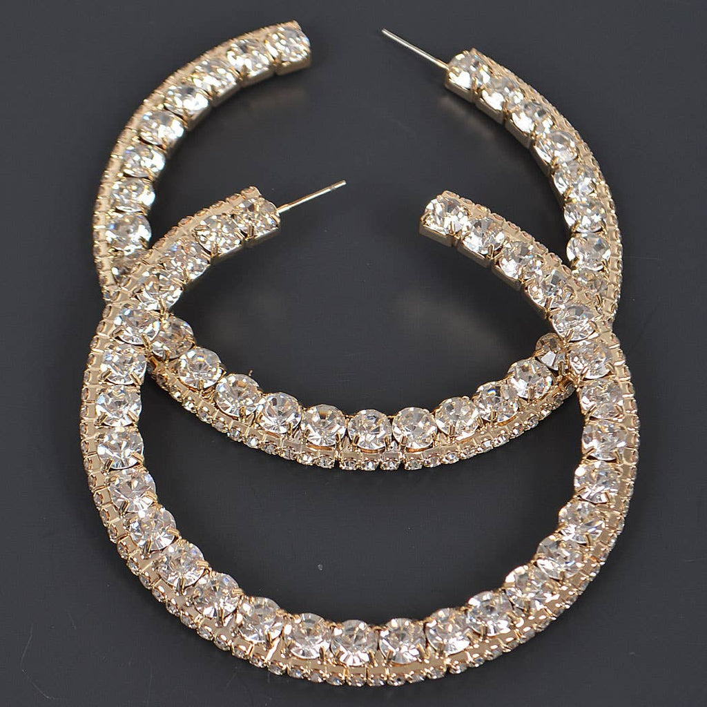 60mm Rhinestone Hoop Earring: Gold Ab