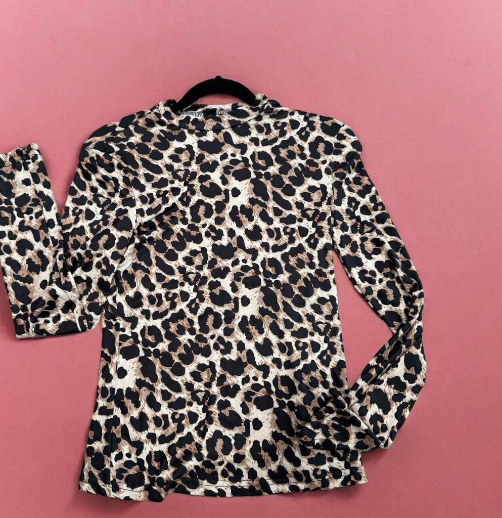 On The Prowl Leopard Printed Mock Neck Top