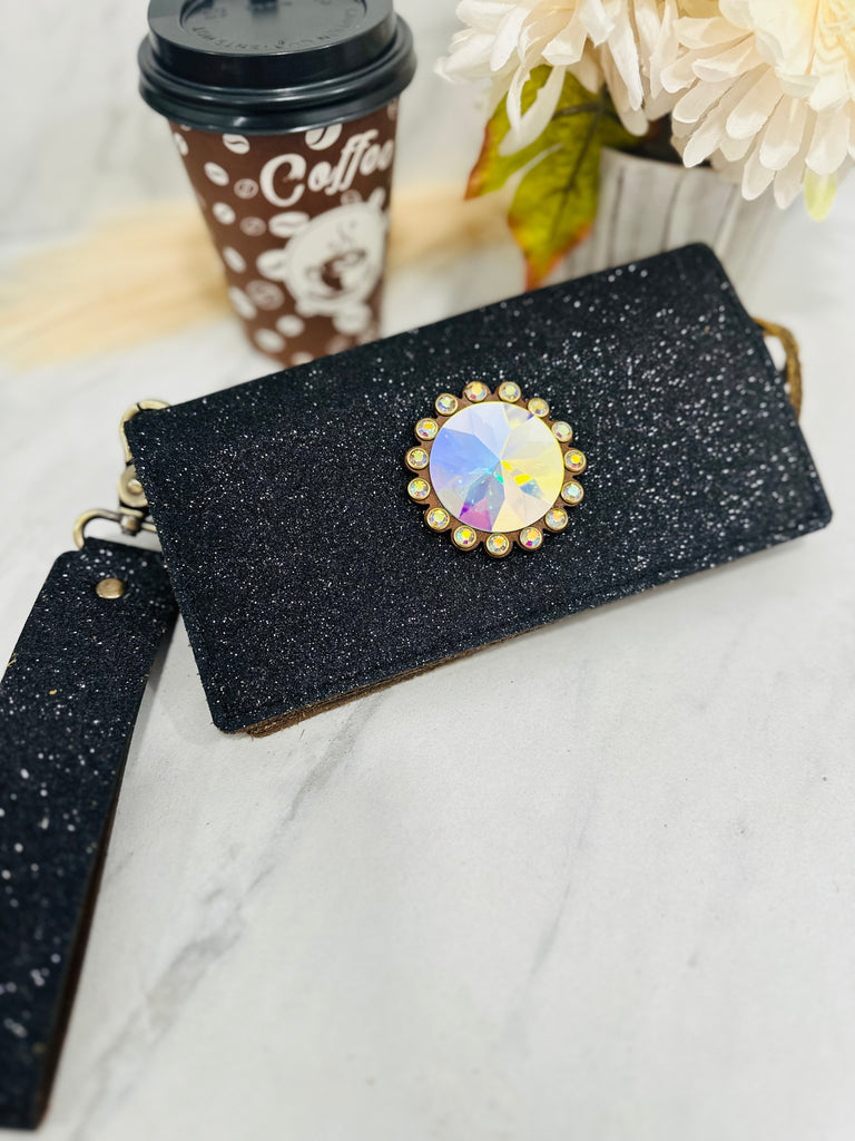 Midnight Glitter Babe Fallon Wallet Wristlet