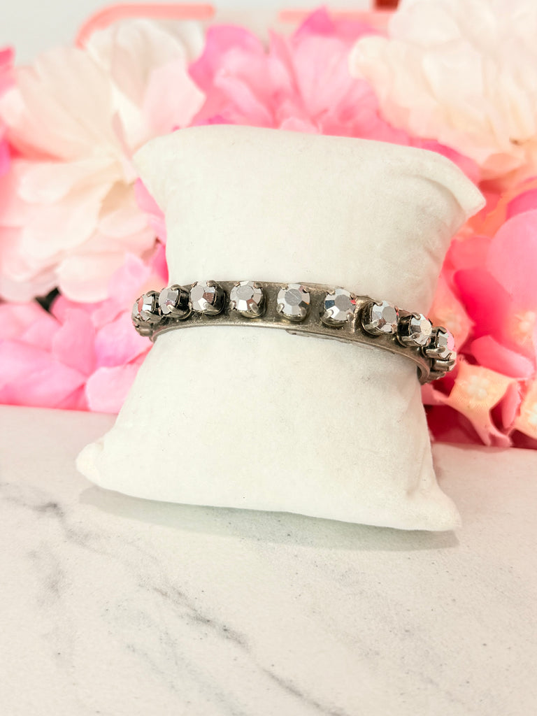 Kelly Swarovski Bracelet Cuff in Antique Silver Chrome