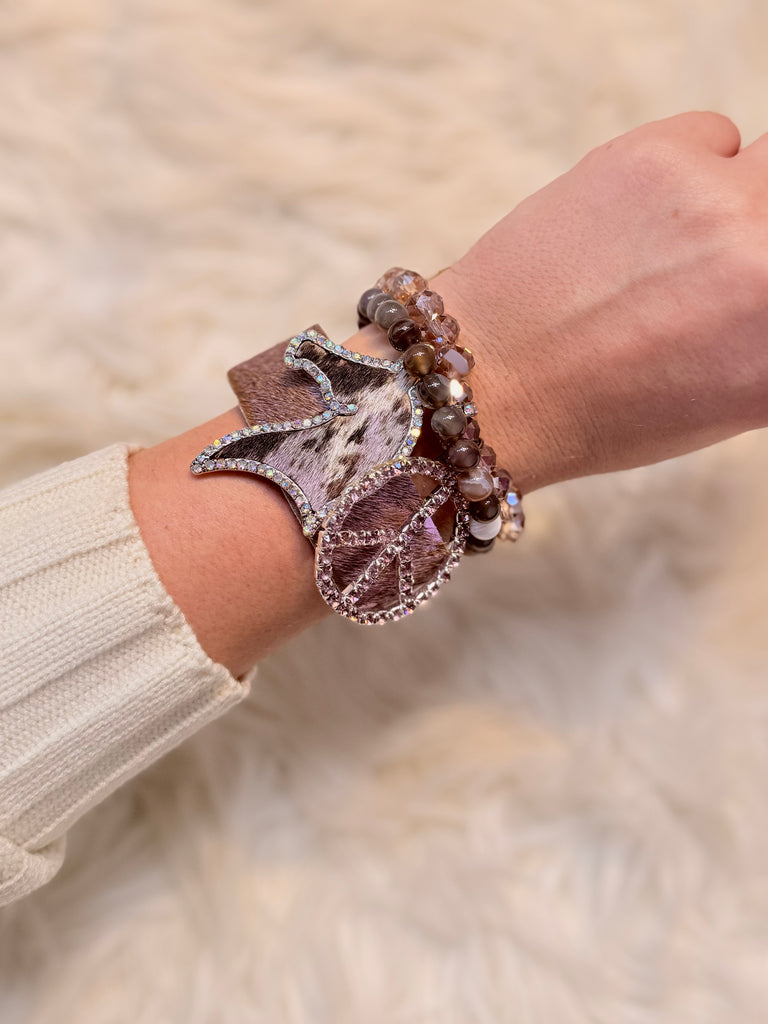 Purple Brindled Shimmer Bracelet & Cuff Set