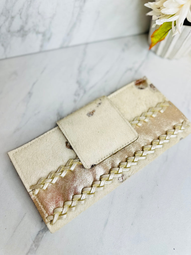 Golden Goose Wallet with Braid-Tan Snake