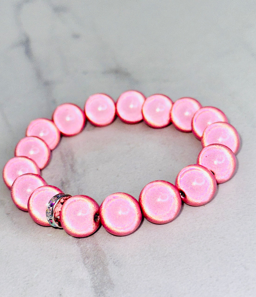 Bubblegum Iridescent Bubble Beaded Bracelet