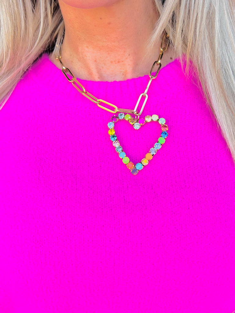 Golden Watermelon Heart Swarovski Necklace