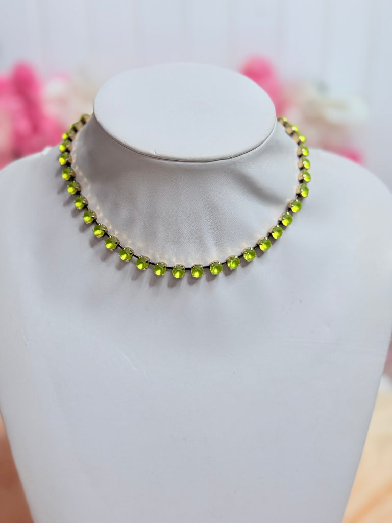 Sarina Swarovski Necklace in Citrus Green Matte Glow