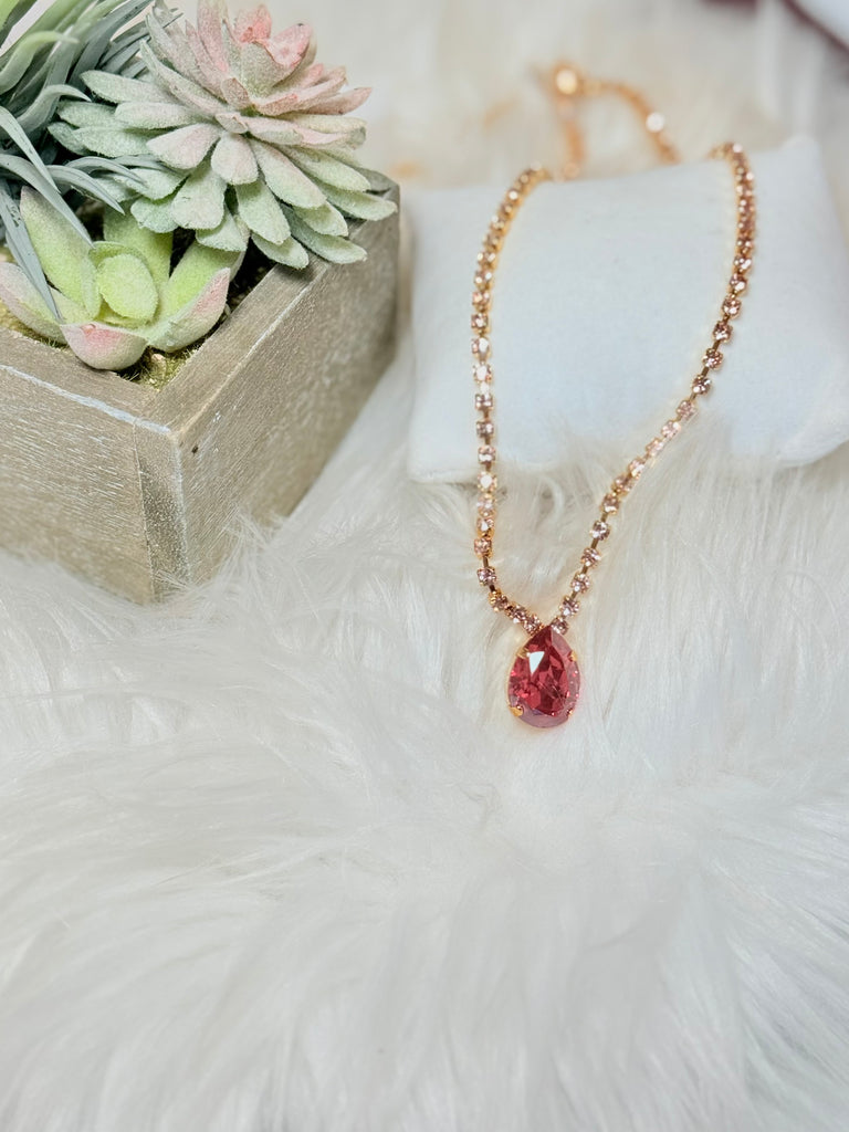 Milli Swarovski Crystal Necklace -  Light Rose / Dark Rose Glimmer