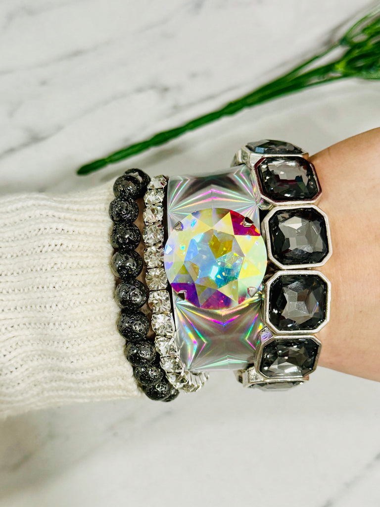 Starpoint Hologram Leather & Crystal Cuff