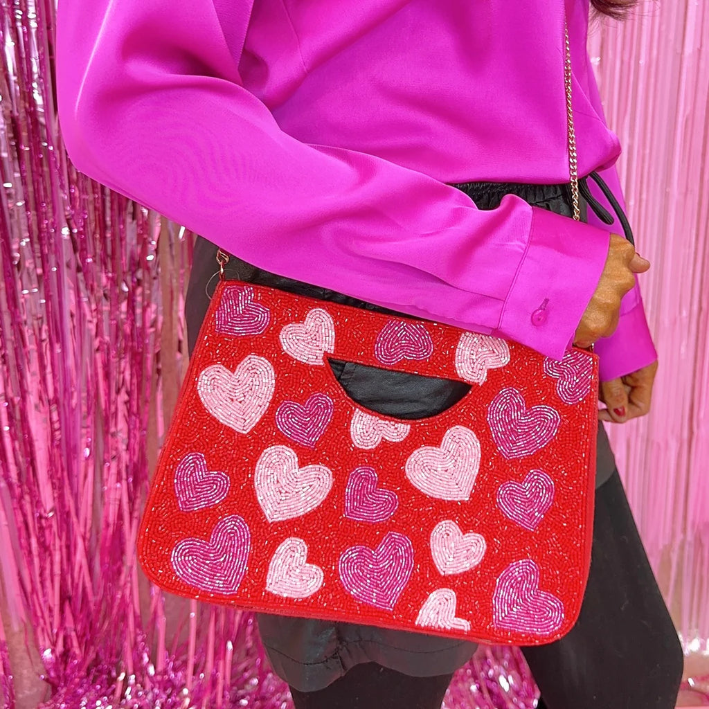 Love Me Bag Beaded Clutch and Crossbody Purse