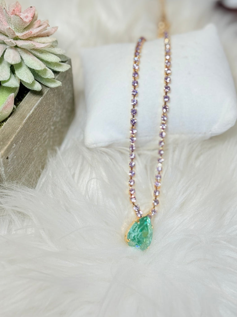 Milli Swarovski Crystal Necklace - Aqua/Lavender