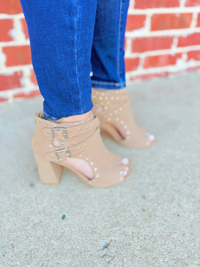 Light Taupe Nude Classic Bootie Wedges