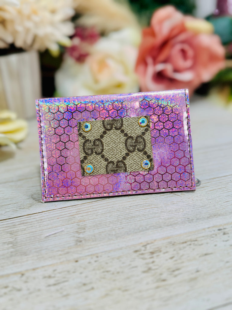 All About Blush Hologram Leather Card Holder