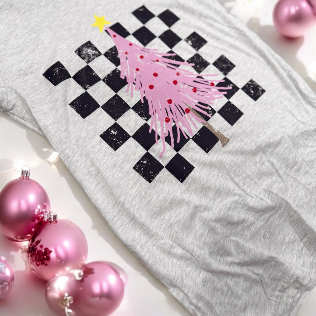 Checked Out This Season Holiday Light Heather Grey Graphic Tee