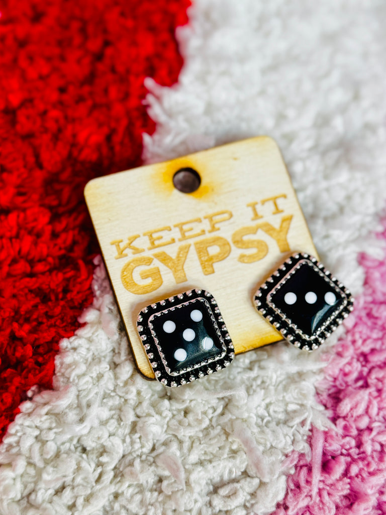 Dicey in Black Stud Earrings