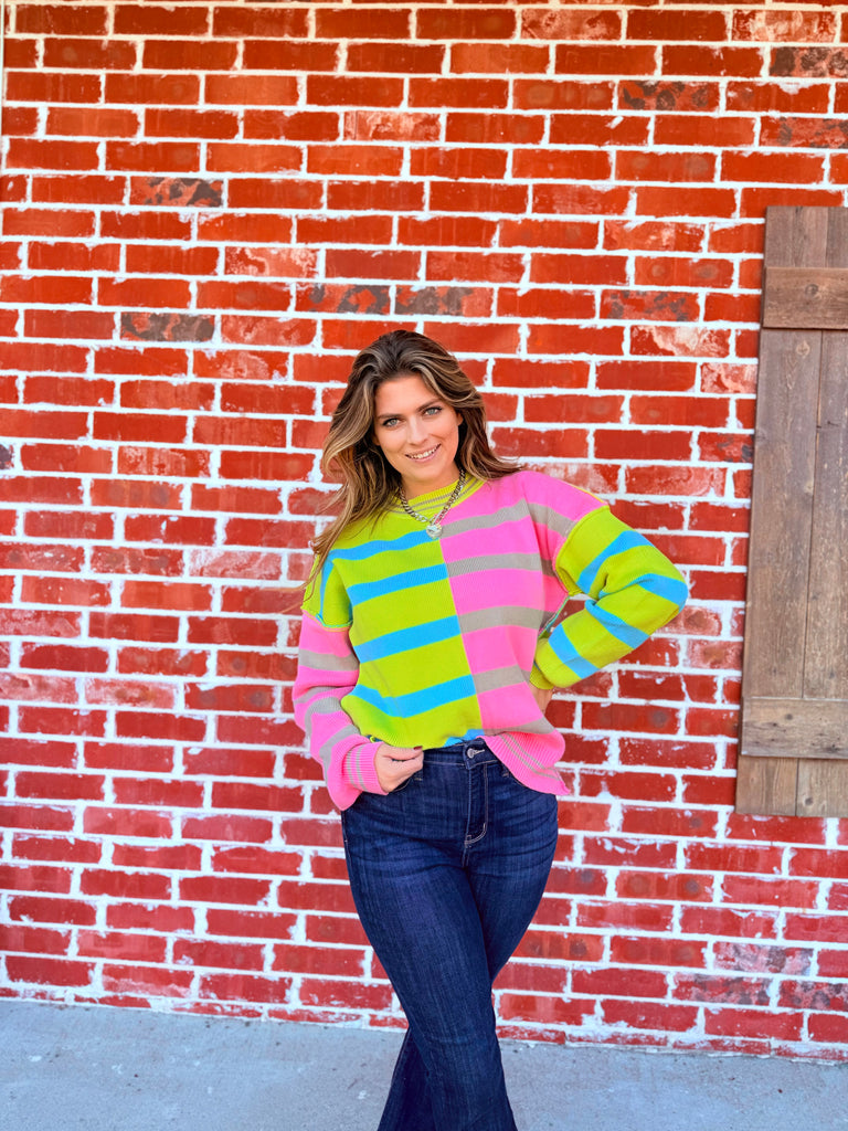 Spring Cheers & Striped Cozy Sweater