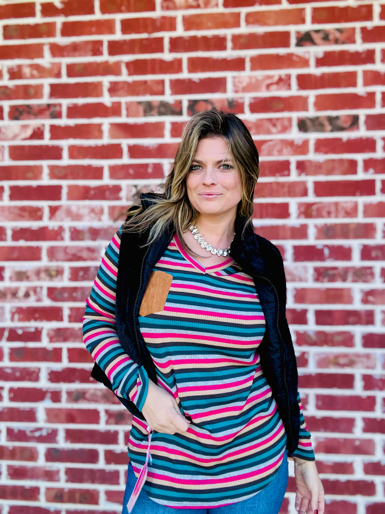 Falling For It Stripped Sweater - Multi Color