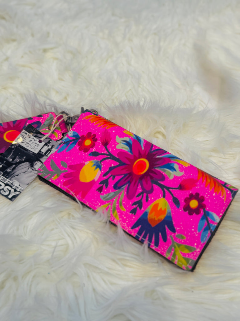 Perfect Pink Floral Glitter Fallon Bifold Wallet