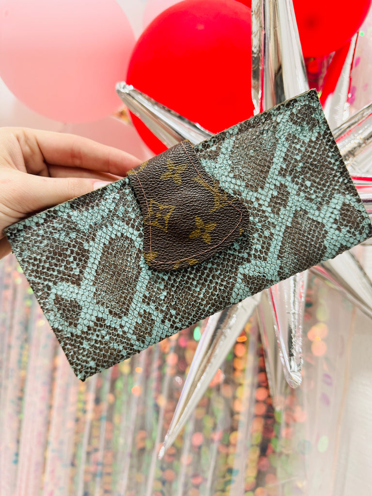 Teal Snake Small Wallet Clutch