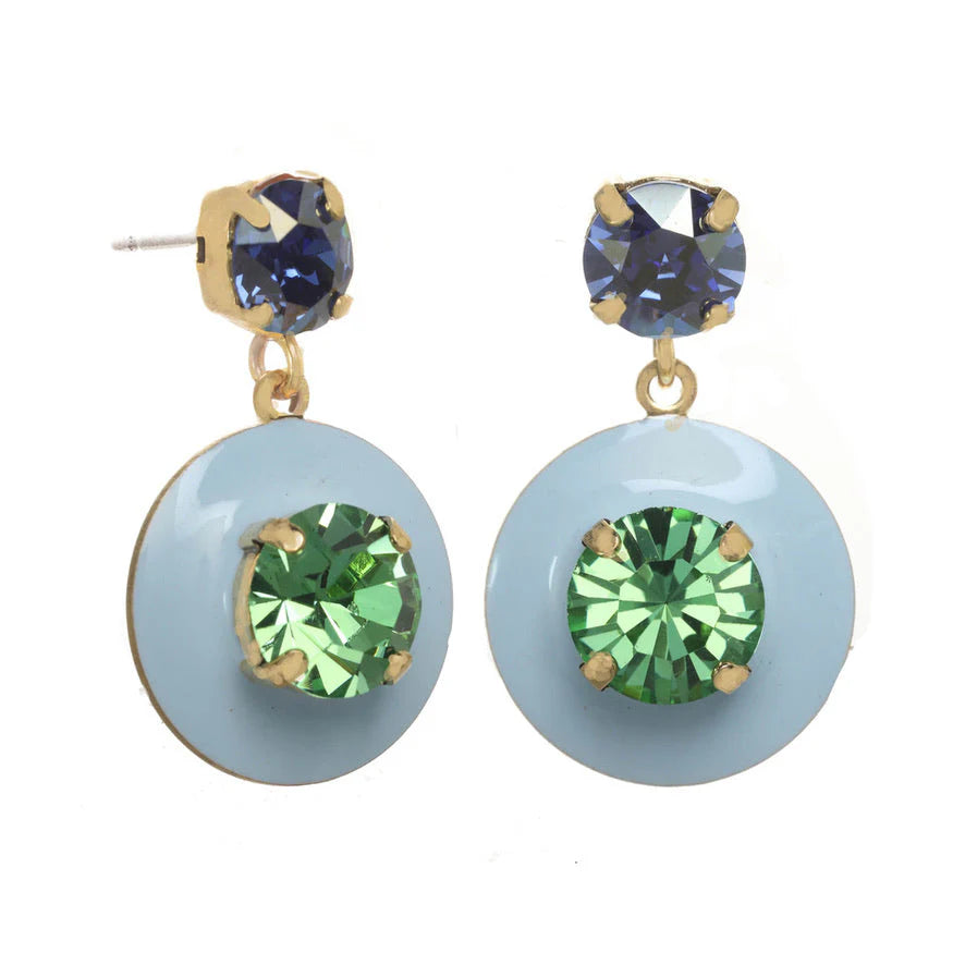 Large Pastel Brights Janie Swarovski Earrings in Light Blue/ Sapphire Champagne