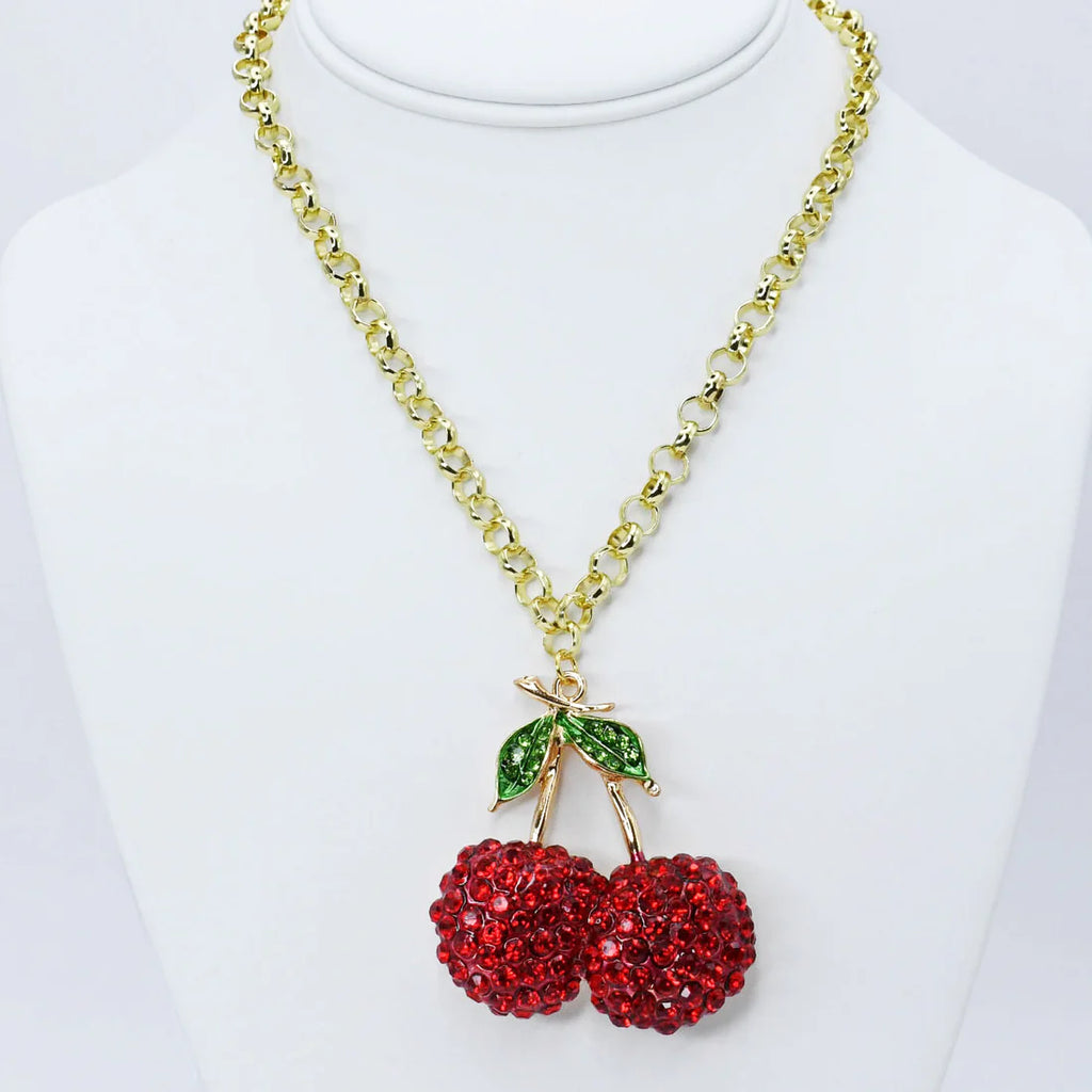 Red Cherry Luxe Crystal Necklace