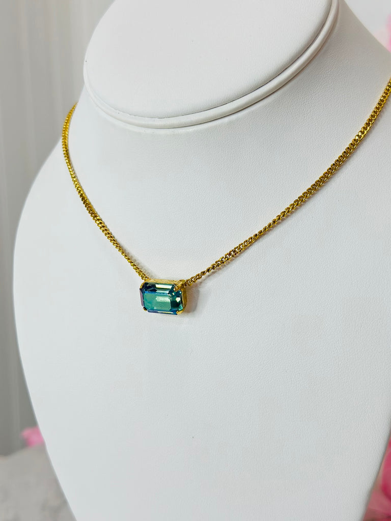 Rubin Swarovski Pendent Daily Necklace - Aqua Verde