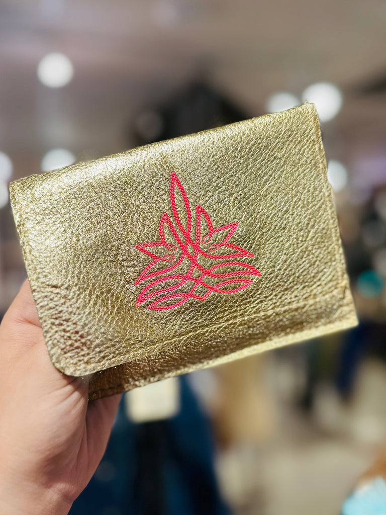 Metallic Shimmer Stitch Flora Wallets