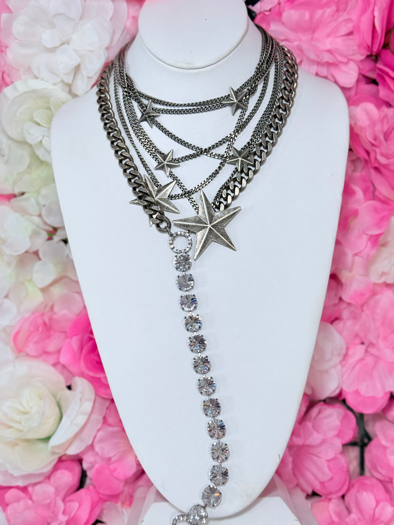 Silver Swarovski Drop Cara Necklace