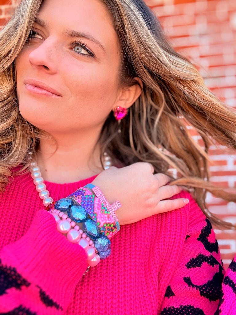 Berry Bliss Bracelet Stack & Leather Cuff