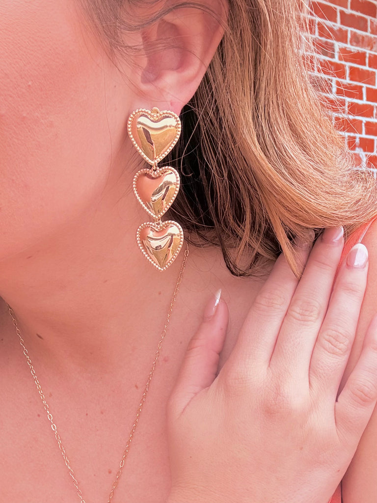 Gold Stacking Love Heart Earrings