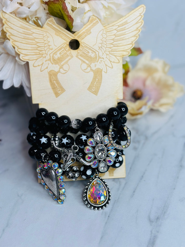 Midnight Dreamer Vintage Bull AB Bracelet Stack