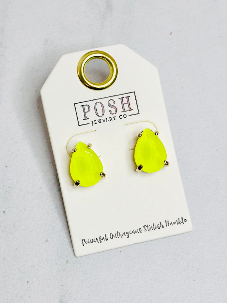 Summer Yellow Crystal Stud Earrings