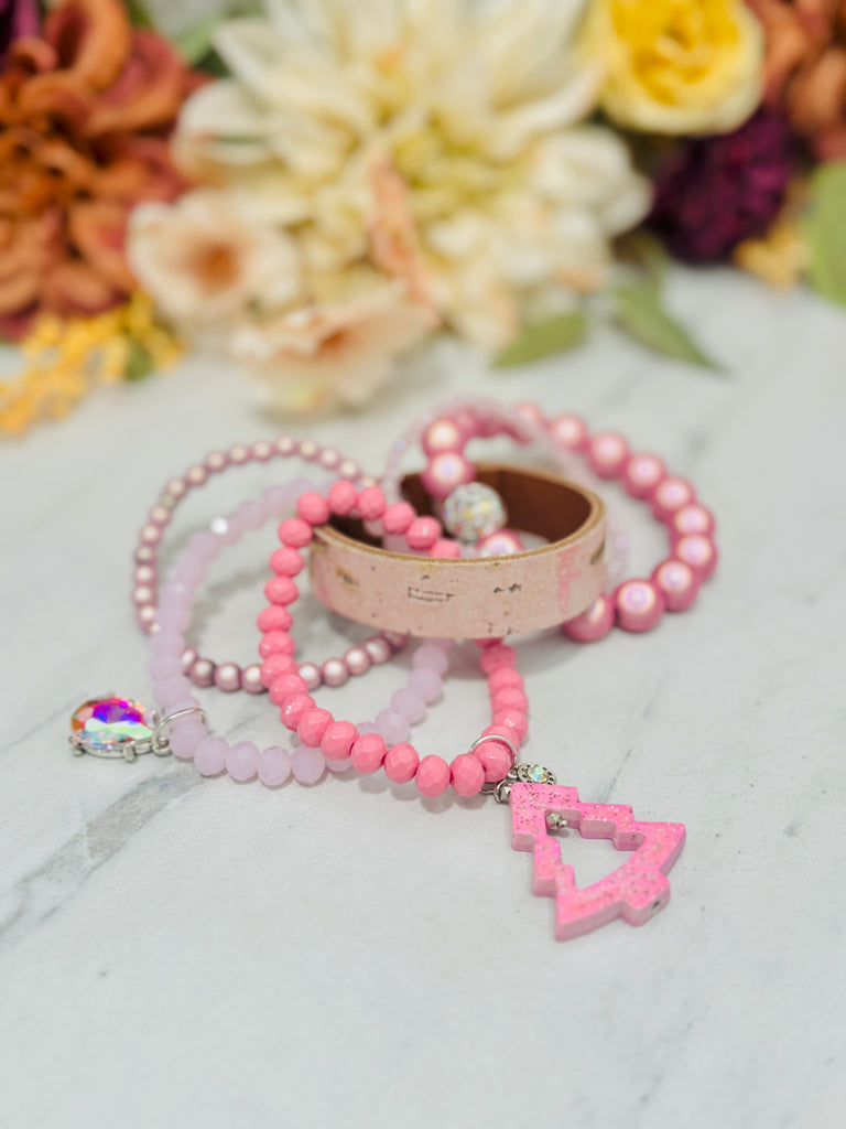 Pink Aspen Christmas Shimmer Bracelet Set