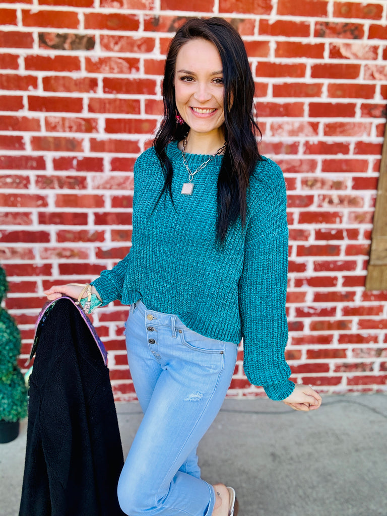 Cloudy Cuddles Sweater- Teal