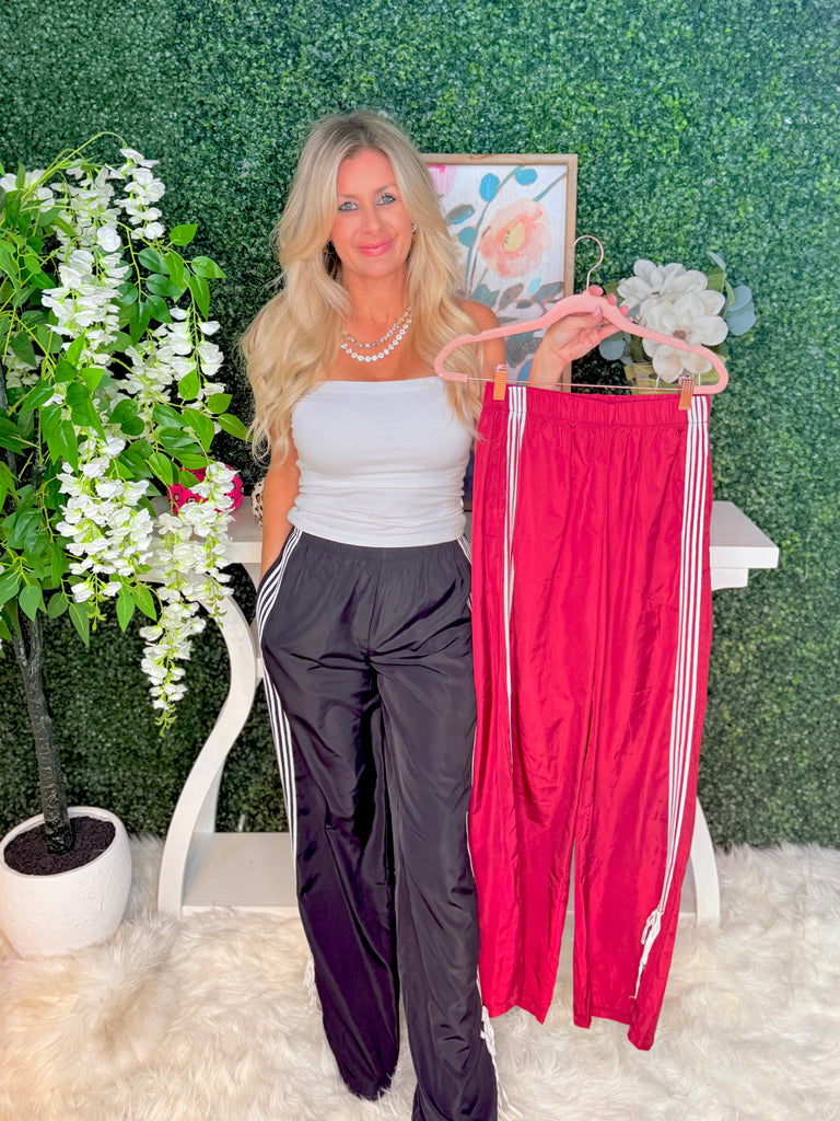 Ribbon Runway Track Pants - Vintage Red
