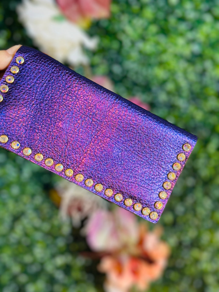 Violet Leather AB Checkbook Wallet