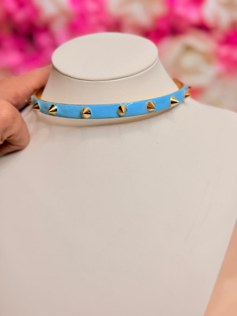 Ziva Collar Spike Necklace in Turquoise