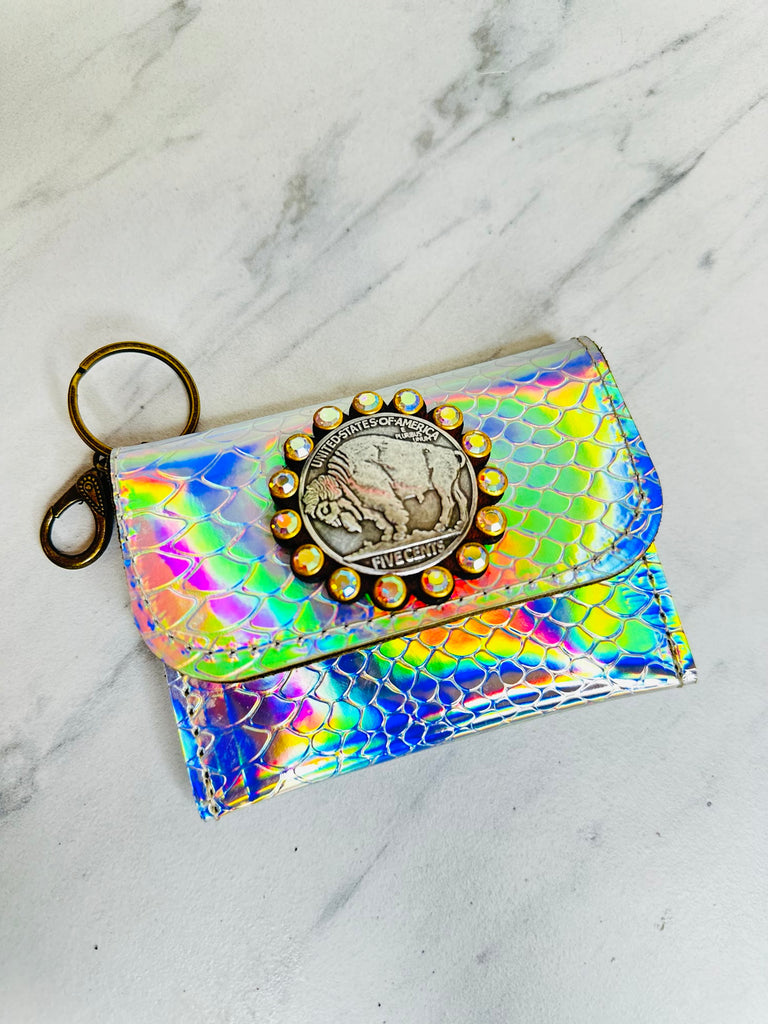 Silver Hologram & Vintage Coin Dolly Card Holder