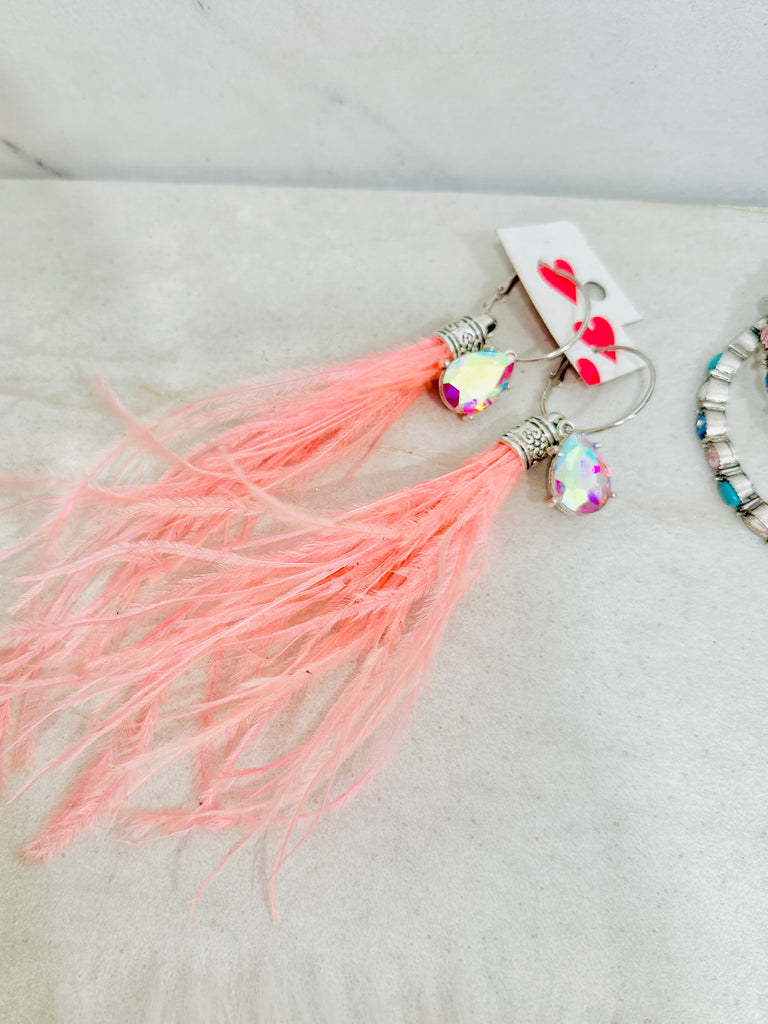 Blushing Feather & AB Earrings