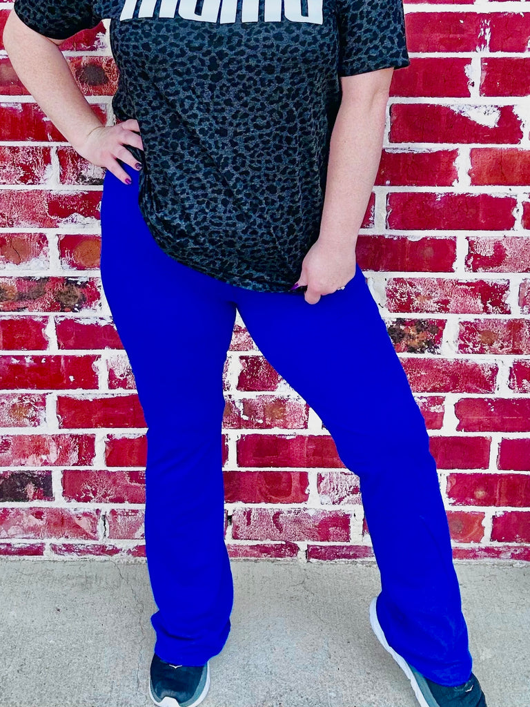 Bright Blue Casual & Cozy Flare Yoga Pants