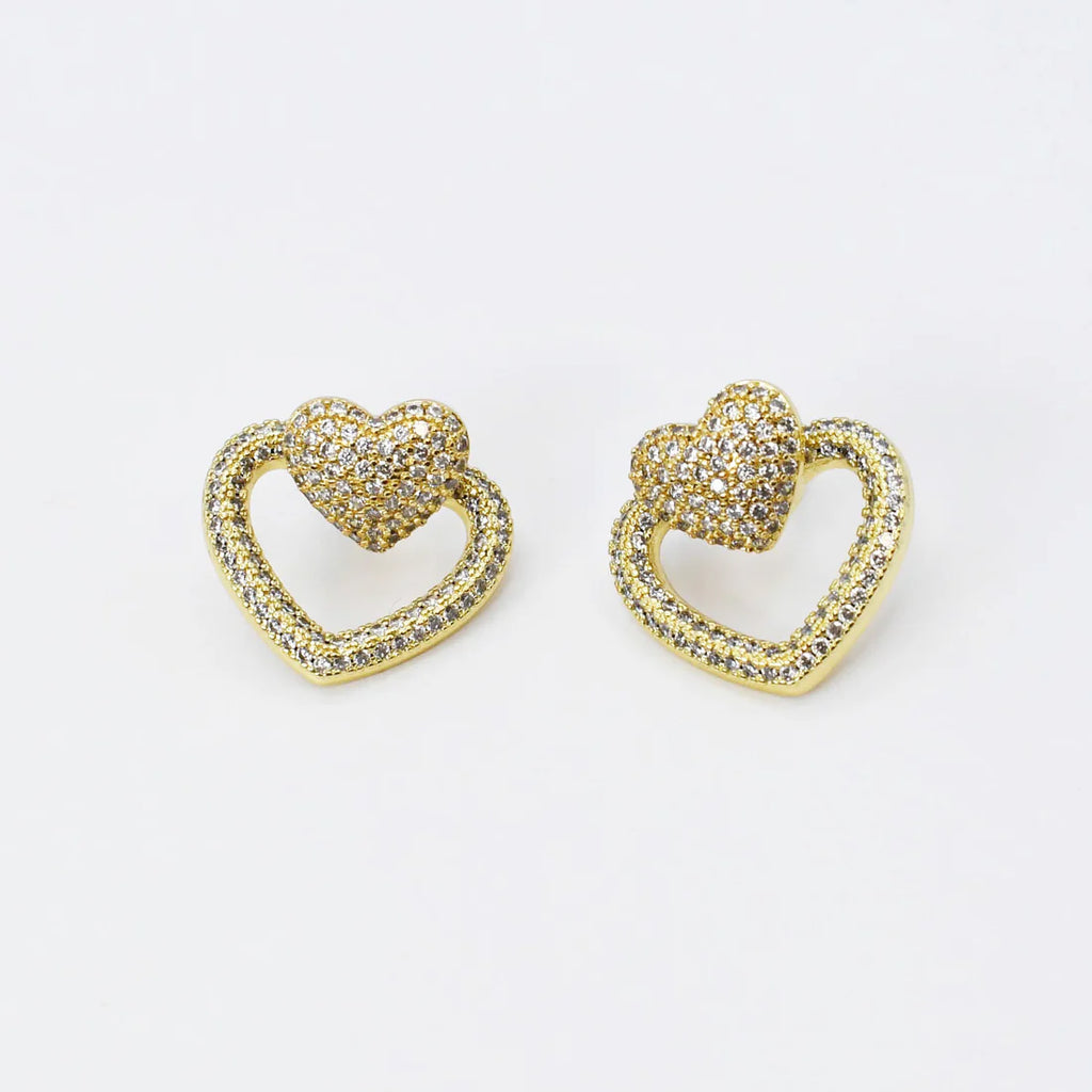 Open Heart Gold Stud Earrings