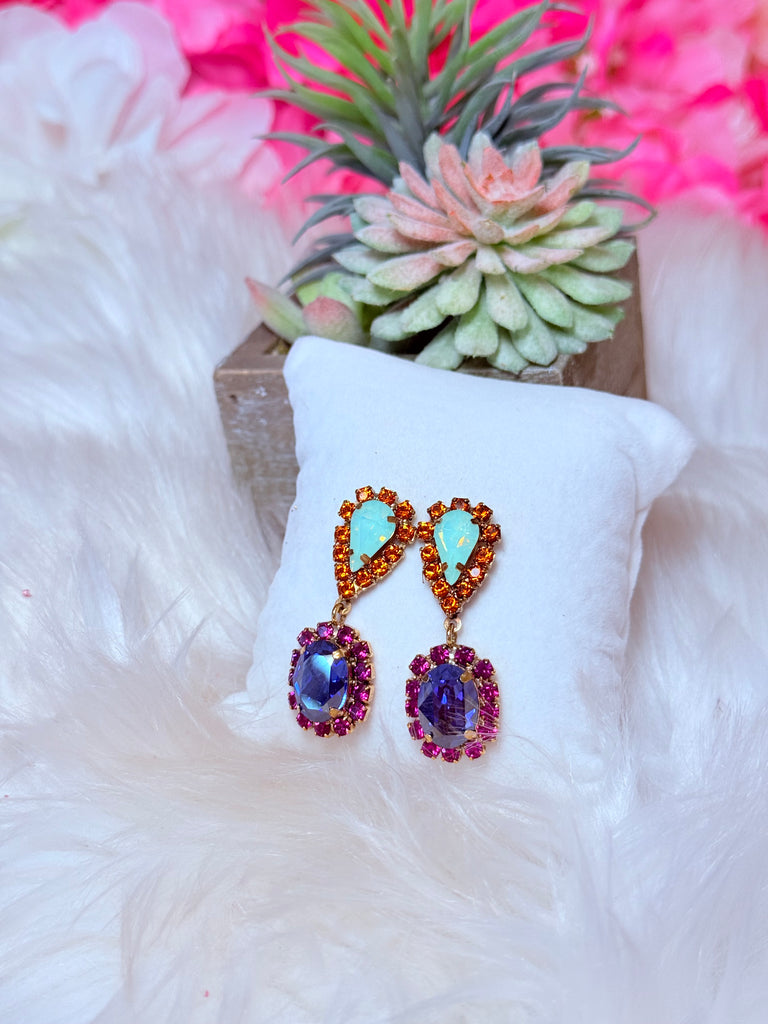 Neriah Swarovski Earrings - Sapphire Champagne