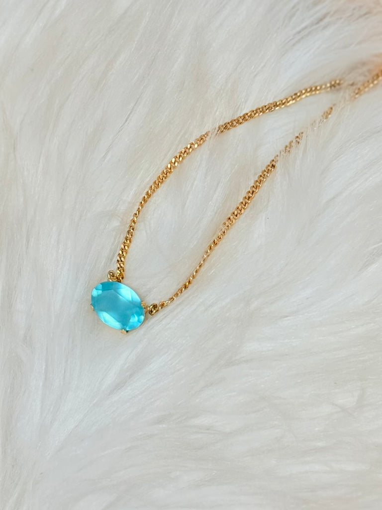 Iza Swarovski Pendent Daily Necklace - Light Turquoise Matte