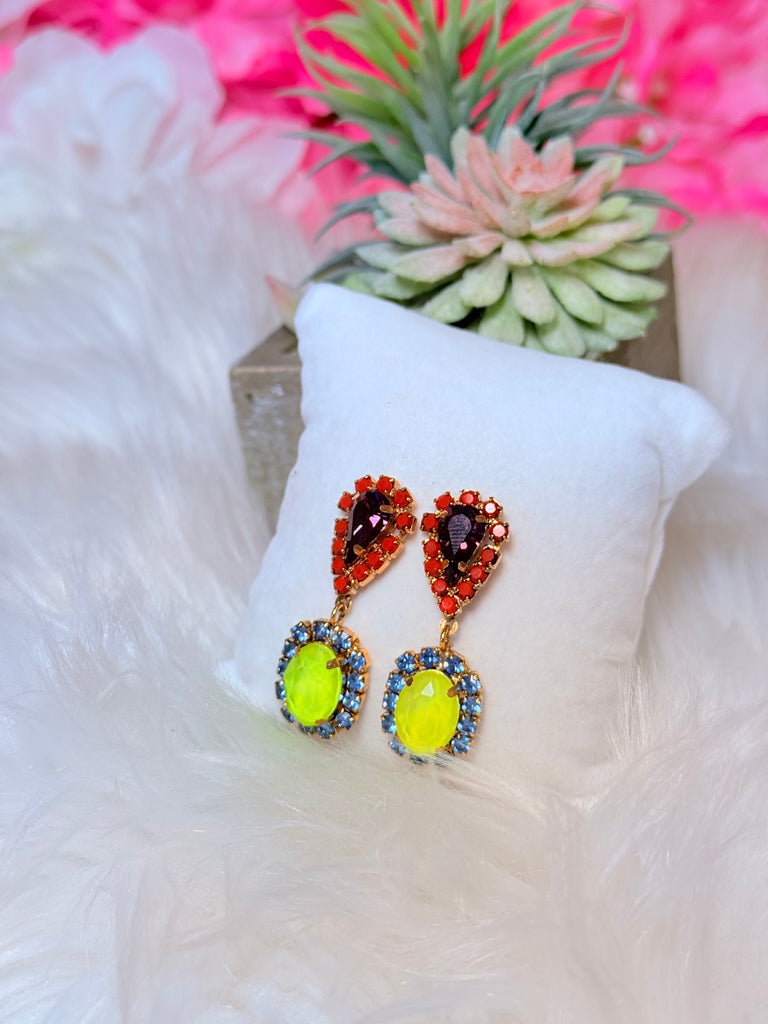 Neriah Swarovski Earrings - Electric Yellow