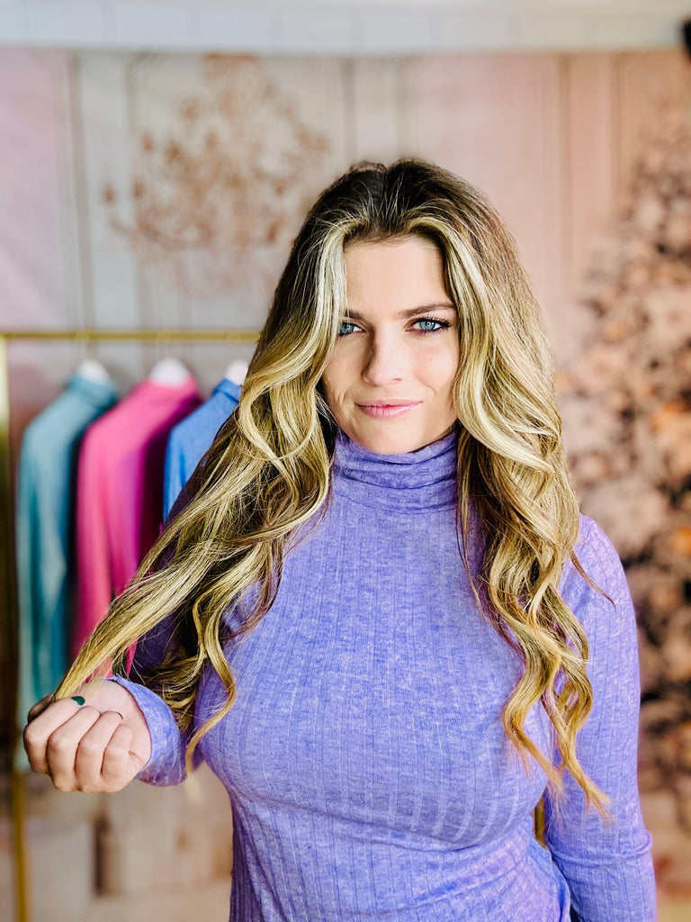 Lavender Day to Day Lux Ribbed Long Sleeve Top