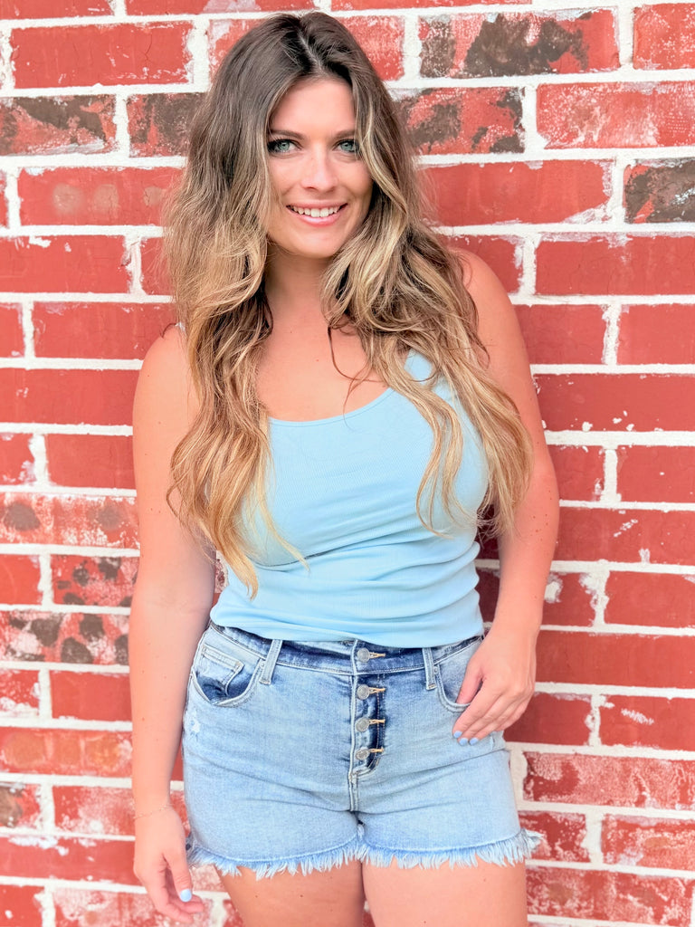 Sky Clean Slate Ribbed Tank