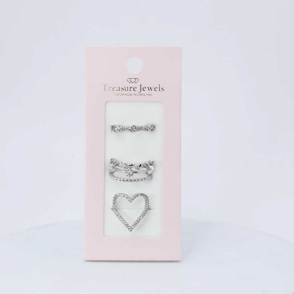 Silver Love Ring Set