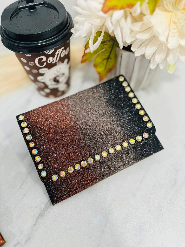 Fall Showers Glitter Flora Wallet With Crystal Rivets