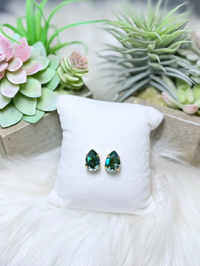 The Lumi Swarovski Studs - Golden Green