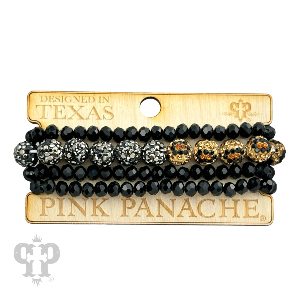 Sparkles in Leopard Mixed Beaded Bracelet Set - Black