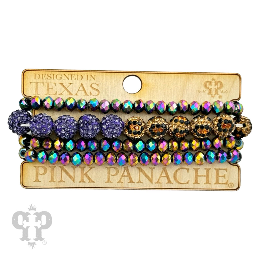 Sparkles in Leopard Mixed Beaded Bracelet Set - Violet