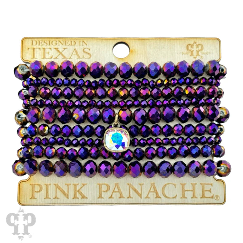 Deep Galaxy Purple Shimmer Bracelet Set